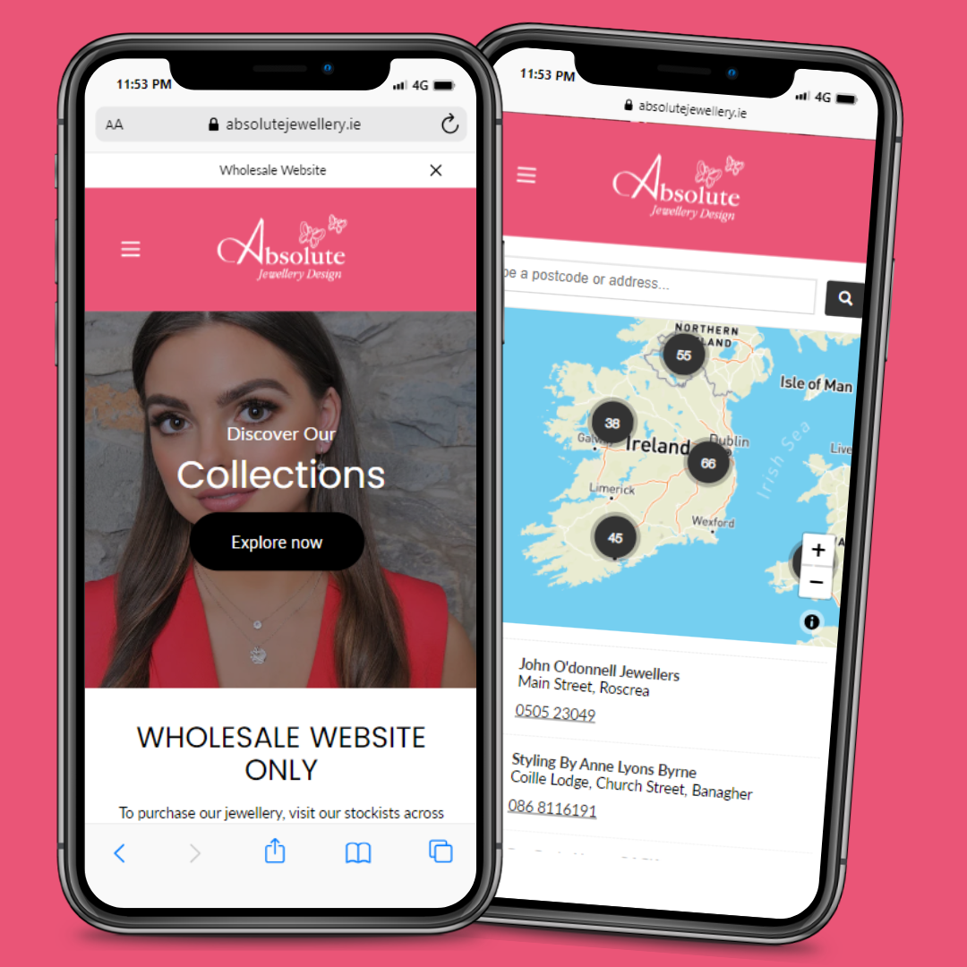 Online Shop Agentur Referenz: Mobile Darstellung Kunden Online Shop Absolute Jewellery